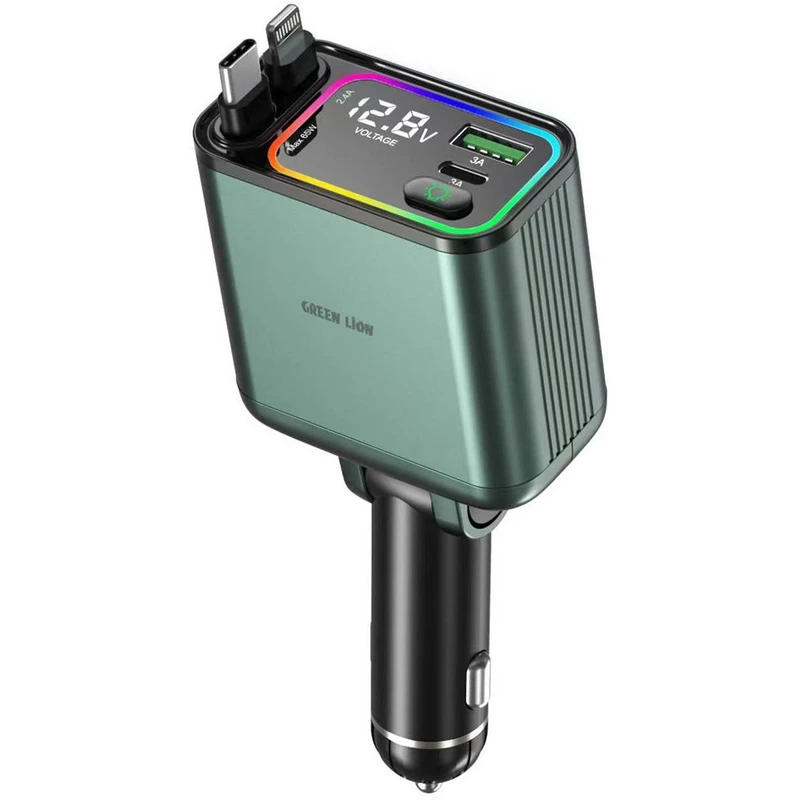 44c46fa6cae655c95d0fd29852682ec99918044a_1759667518 شارژر فندکی گرین لاین Retractable 90W Car Charger PD 65W - Image 1
